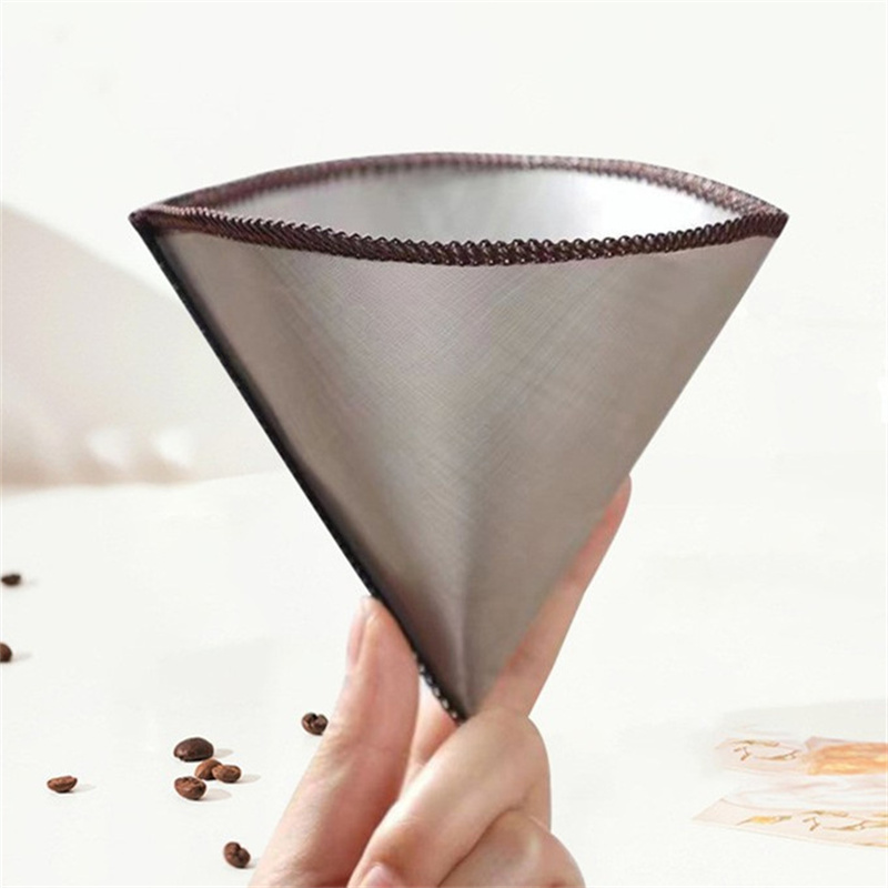 Paper Basket Mesh - Wiederverwendbarer Kegel-Kaffeefilterbeutel aus Edelstahl, ultrafeines Netz,