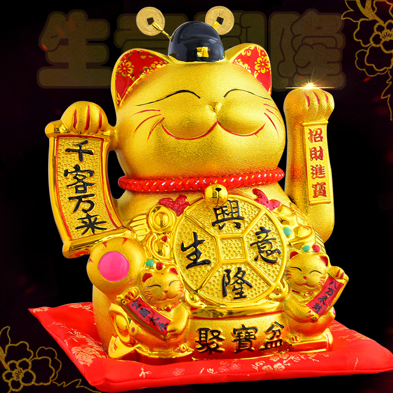 Office Furniture Wholesale - Keramik goldene winkende Katze Ornament, großes