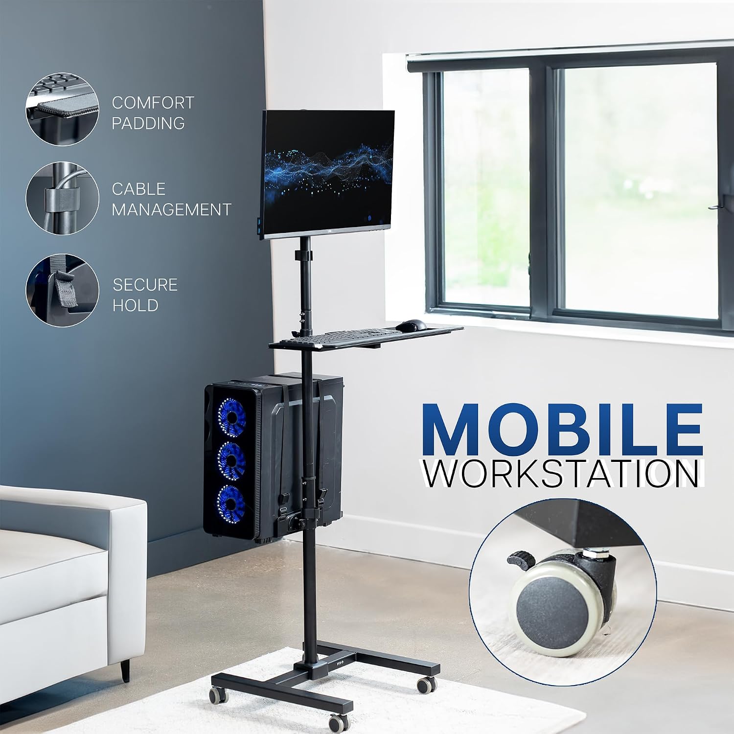 Schwarzer Rollbarer Computerwa – Adjustable Monitor Mount Bewertung und Preis